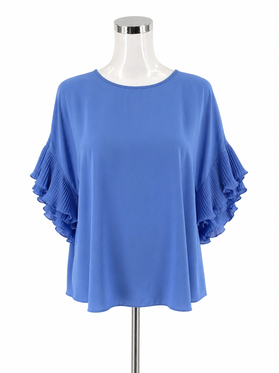 Joseph Ribkoff Periwinkle Blue Tiered Flutter Sleeve Blouse Size 8