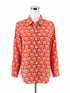 J. McLaughlin red/orange Button Down Geometric Print Cotton Stretch Button-Down Shirt Size Medium - Size M