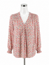 Soirée White/Orange 3/4 Sleeve by Daniel Rainn Floral Smocked Bishop Sleeve Blouse Size Medium - Size M