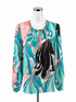 Kobi Halperin Teal/Pink/Blush Long Sleeve Maeve Blouse Size Medium Teal Pink Floral 100% Silk Bohemian Top - Size M