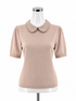 Adrianna Papell Pink Short Sleeve Pink Polka Dot Peter Pan Collar Puff Knit Top Size Medium - Size M