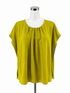DKNY Green Short Sleeve Suite Chartreuse Green Flutter Sleeve Pintuck Blouse Top Size Medium - Size M