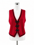 Talbots red/black Sleeveless Red Wool Vest Black Velvet Trim Frog Closure Cropped Size Medium - Size M