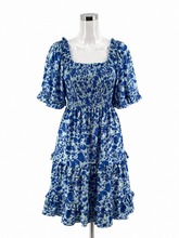 She + Sky Blue Maxi She + Sky Blue Floral Smocked Tiered Midi Dress Size Small - Size S