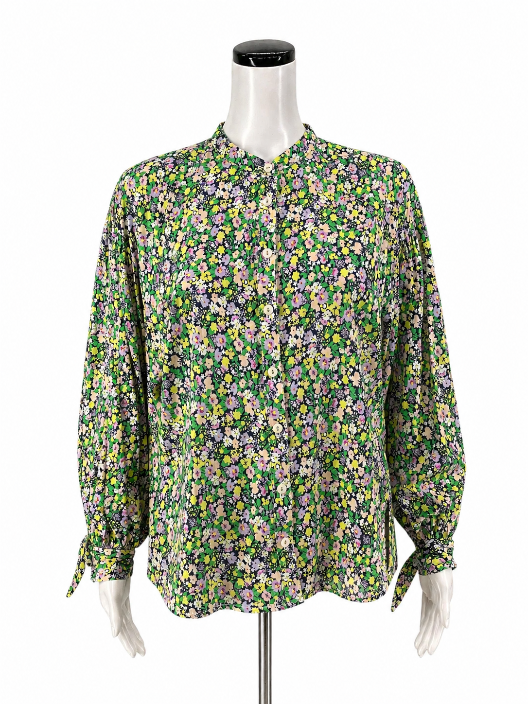 Maeve by Anthropologie multi Long Sleeve Ditsy Floral Peasant Blouse Tie-Cuff Size Small - Size S