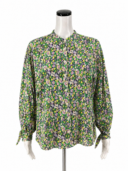 Maeve by Anthropologie multi Long Sleeve Ditsy Floral Peasant Blouse Tie-Cuff Size Small - Size S