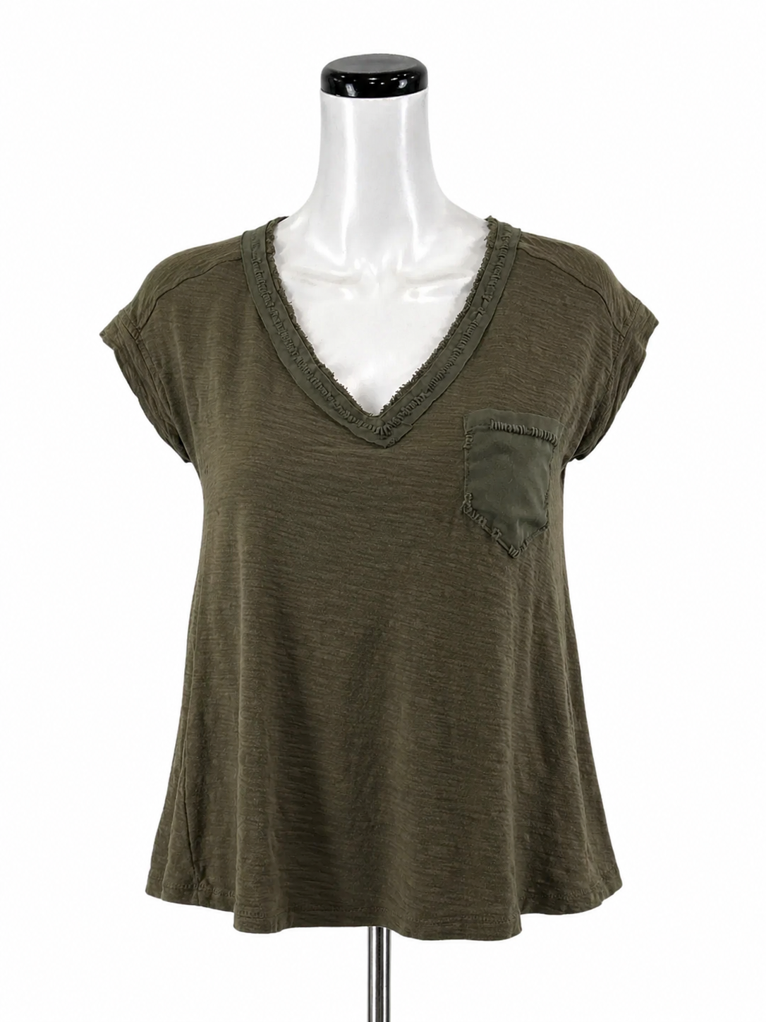 9 Hi 5 Olive Short Sleeve Olive Green Short Sleeve Casual Top - Size XS - Size XS
