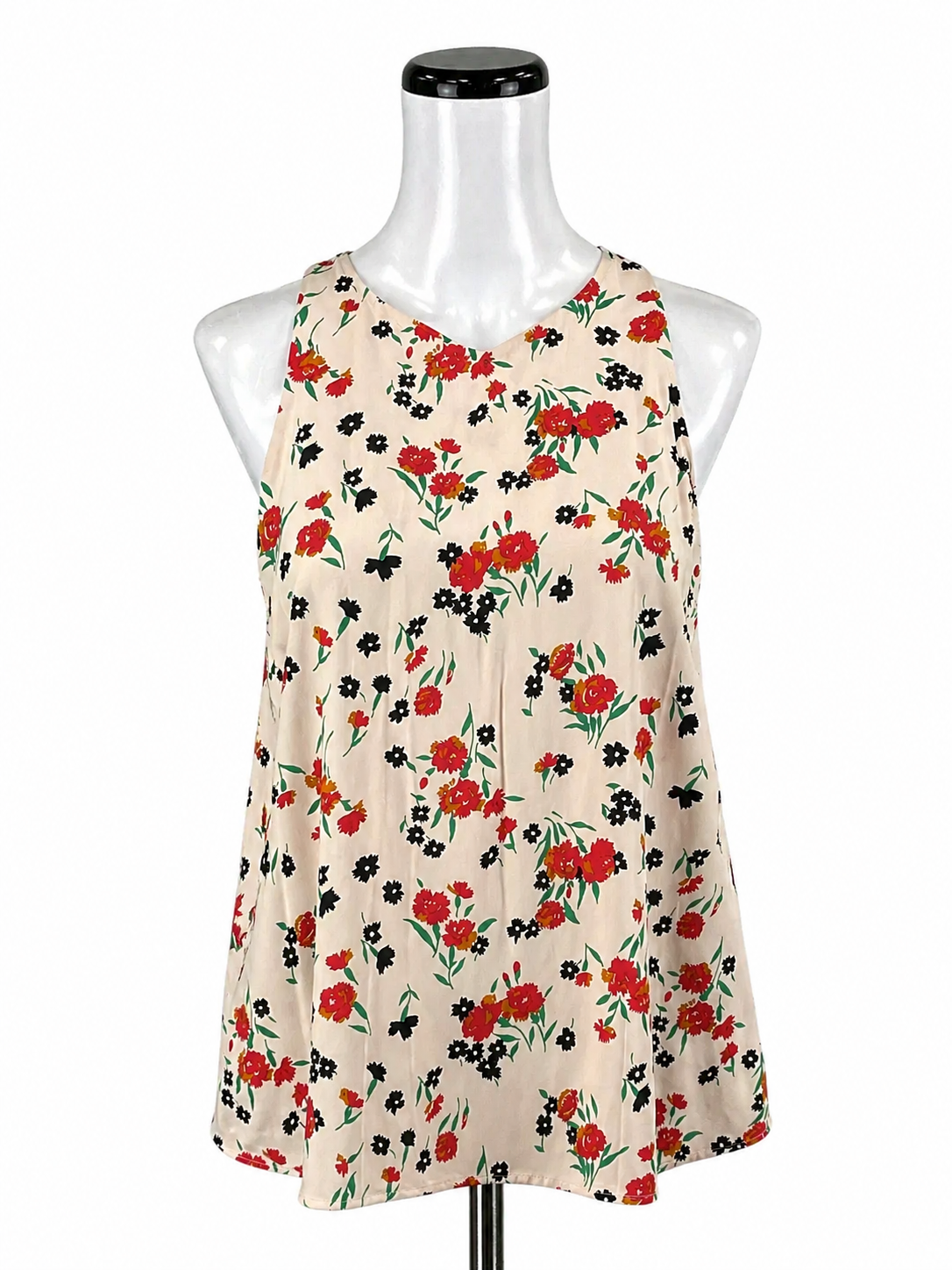 A.L.C. blush/red/black Sleeveless Kati Silk Floral Print Sleeveless Blouse Top Size 8 - Size 8