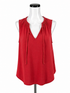 Cloth & Stone Red Sleeveless Cloth &amp; Stone Red Tencel Shirred V-Neck Tank Top Size Small - Size S