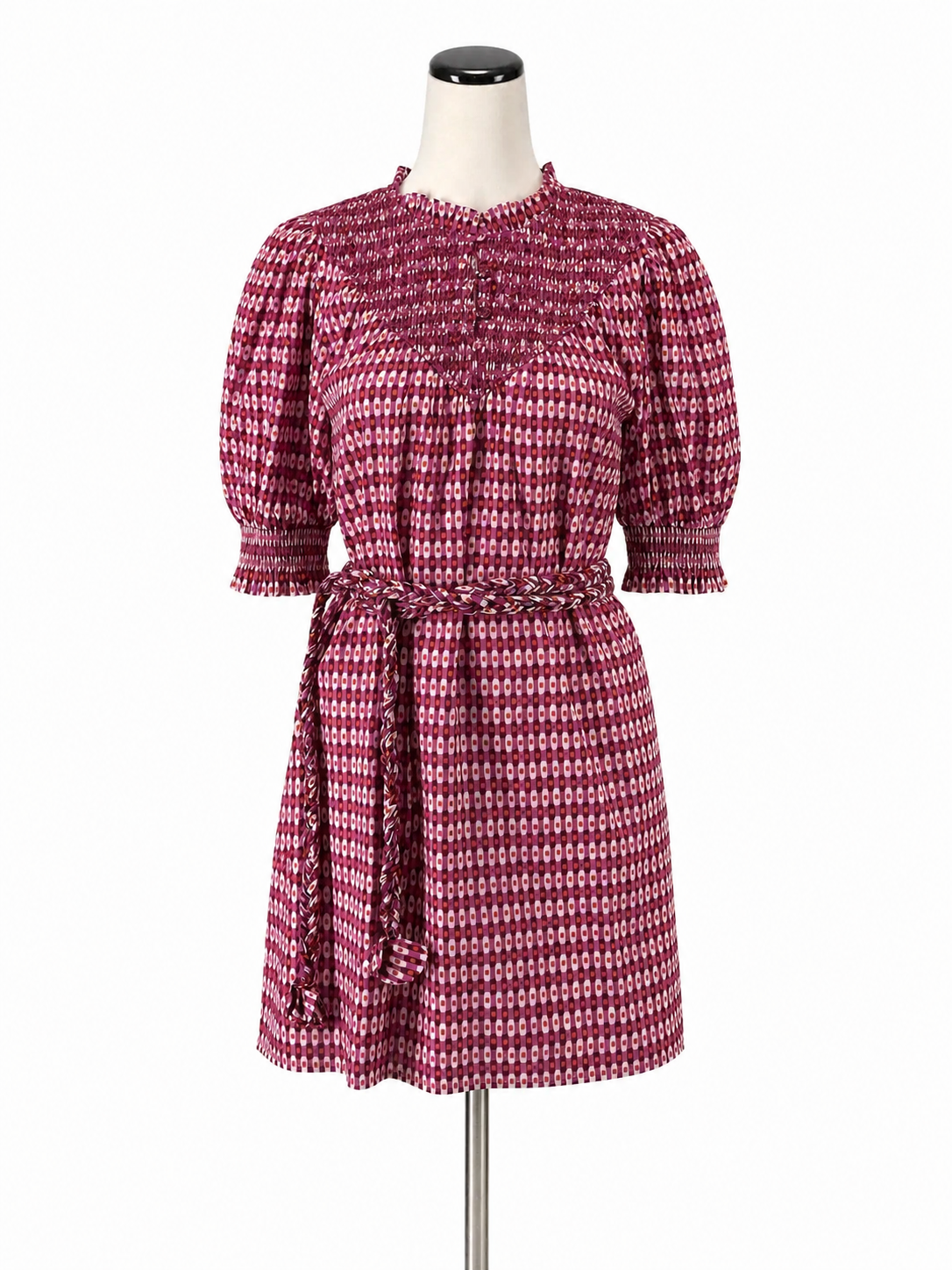 Olivia James Layla Geometric Print Smocked Mini Dress Size XS NWT