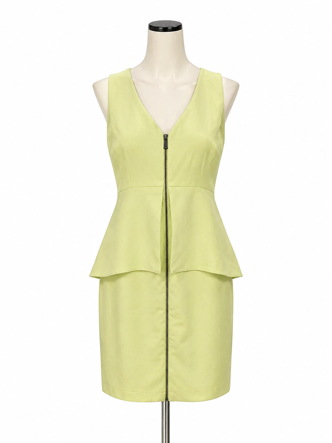 BCBGMAXAZRIA Leona V-Neck Peplum Sheath Dress Yellow Citrine Size 4
