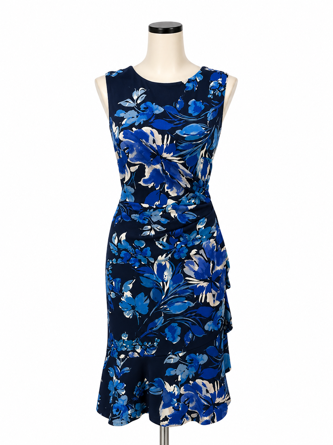 Andrew Marc Navy &amp;amp; White Floral Sleeveless Sheath Dress NWT Size 10