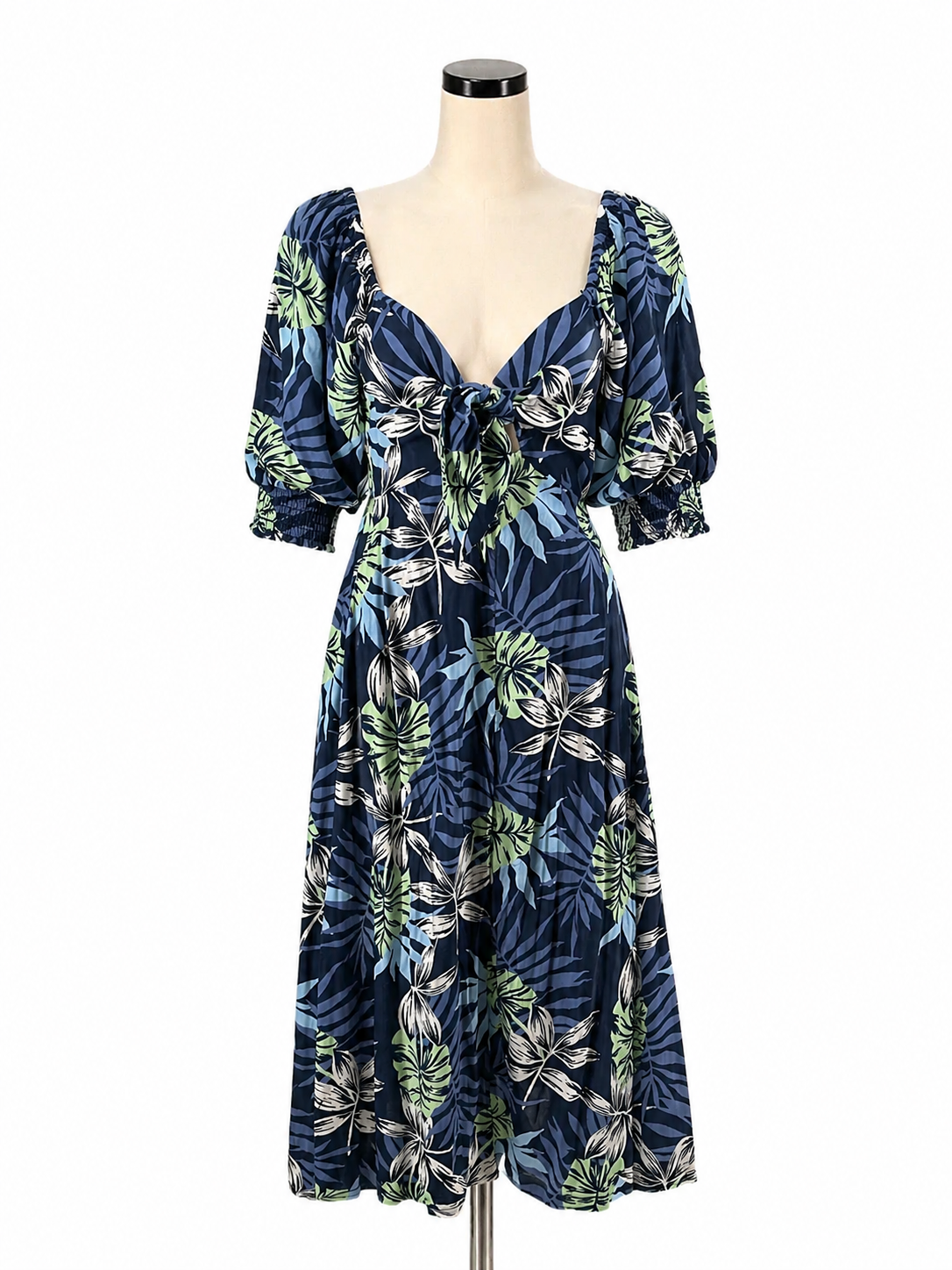 Roxy Floral Short Sleeve Maxi Dress Blue Green Size XS NWT