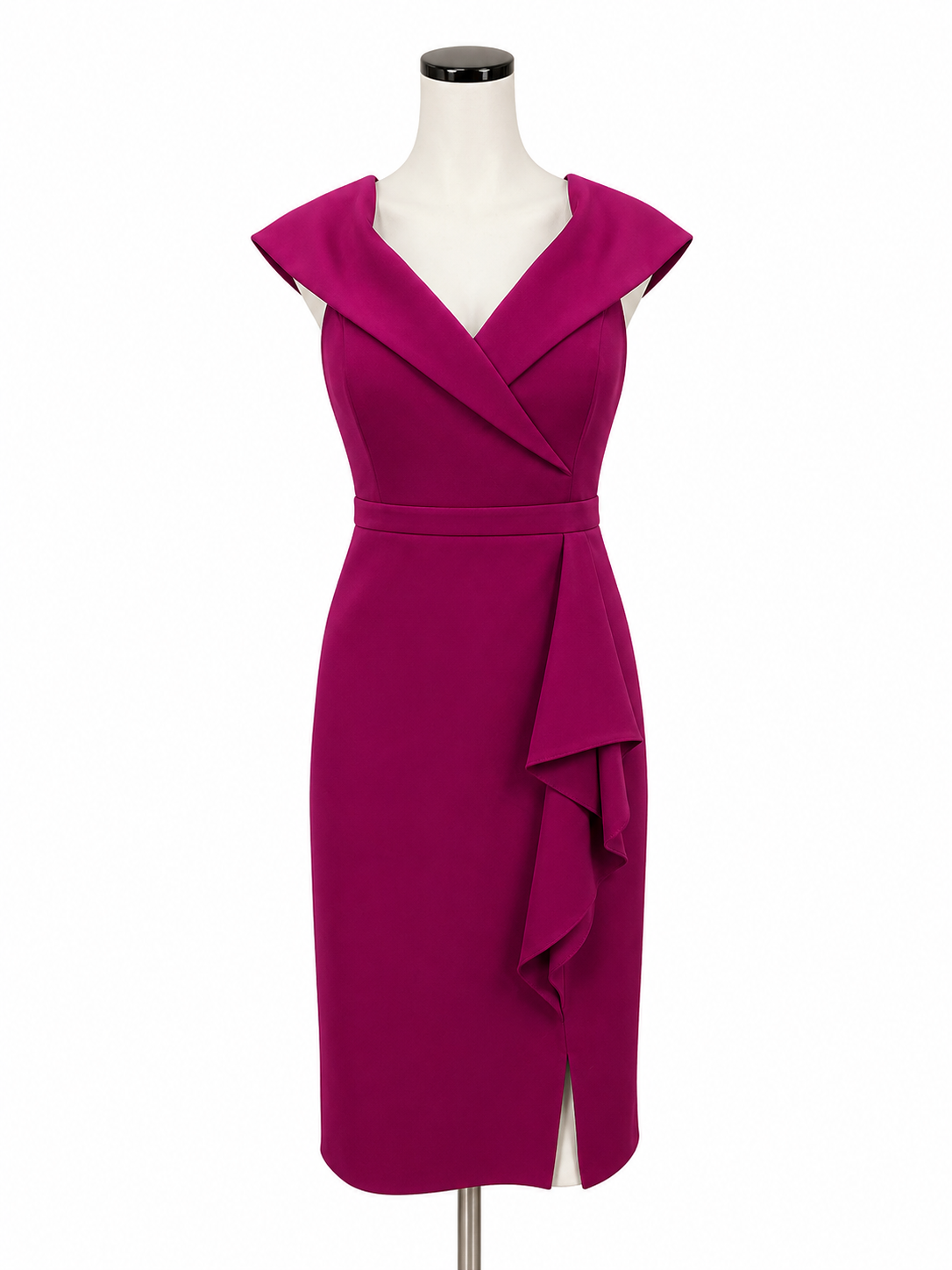 Xscape Fuchsia Ruffled Scuba Crepe Cocktail Dress Size 12