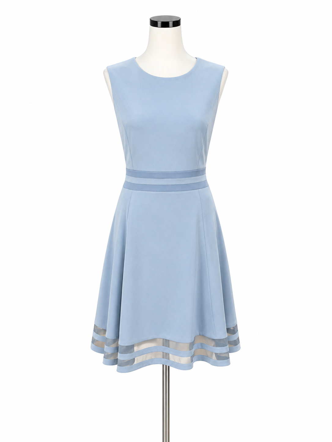 Calvin Klein Baby Blue A-Line Mesh-Hem Scuba Crepe Dress Baby Blue Size 12 - Size 12