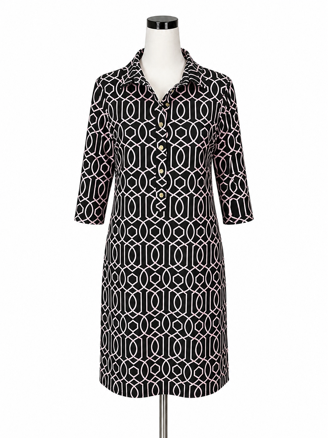 Jude Connally Beth Geometric Print 3/4 Sleeve Shift Dress NWT Size Medium