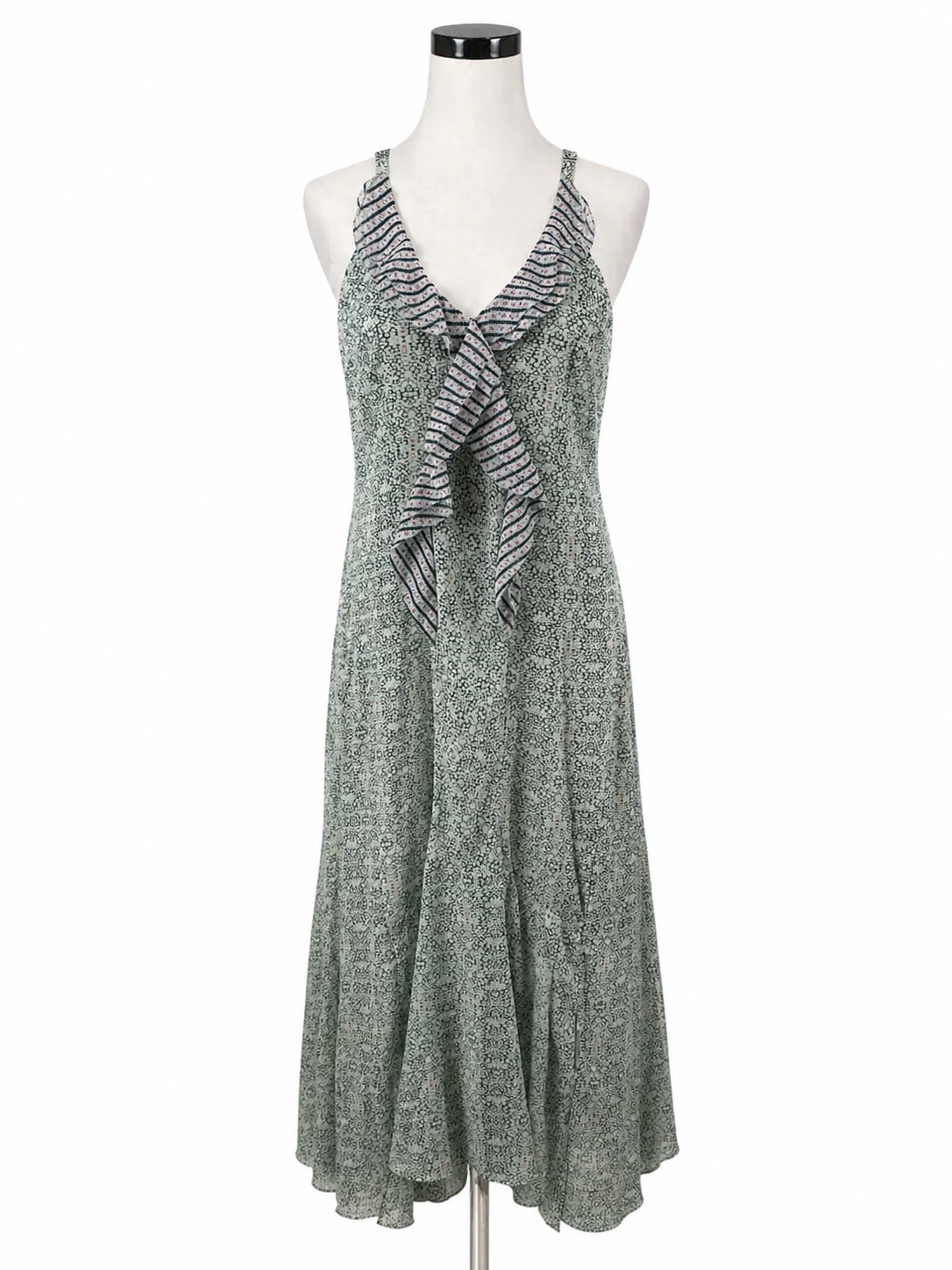 cabi Penelope Dress Mixed Print Floral Maxi Handkerchief Hem Size 6