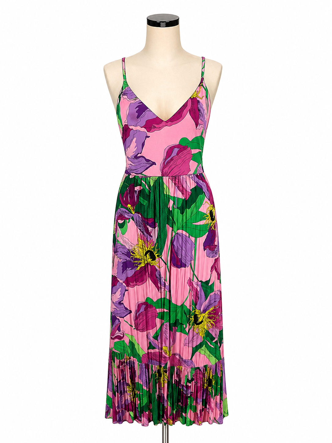 Express pink/purple/green Maxi Floral V-Neck Spaghetti Strap Maxi Dress Size Medium - Size M