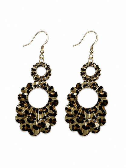 Leopard Print Floral Statement Drop Earrings