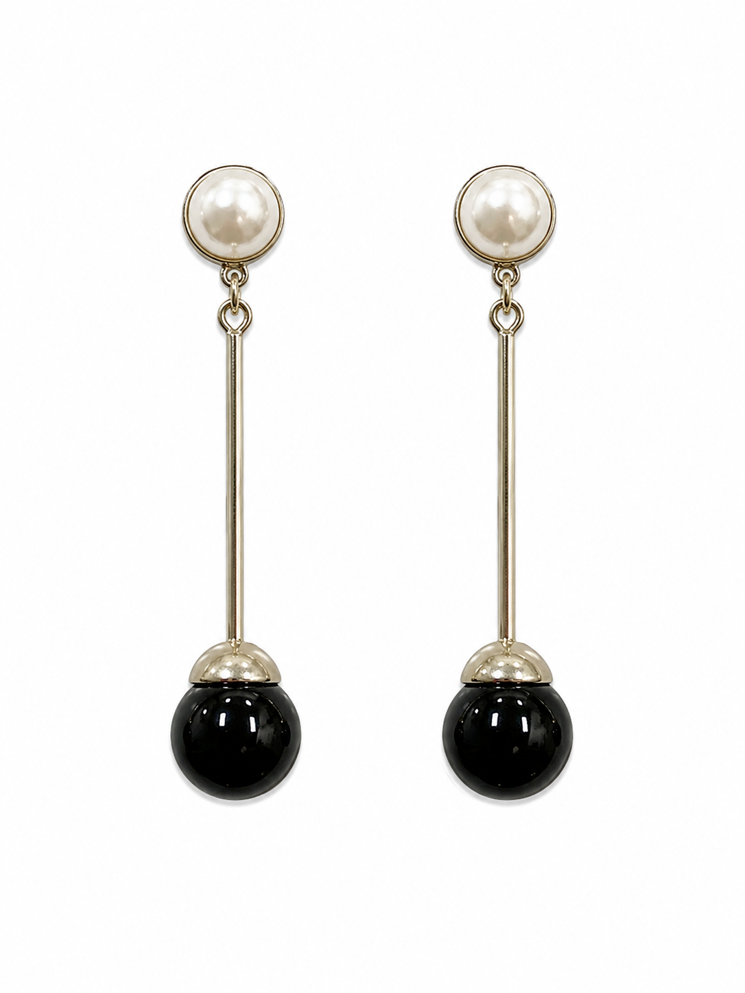 Gold &amp; Black Pearl Earrings