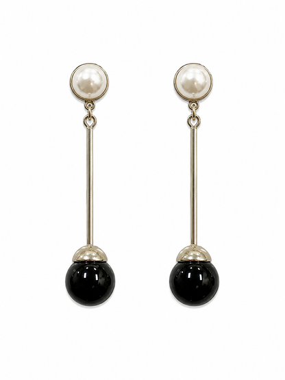 Gold &amp; Black Pearl Earrings