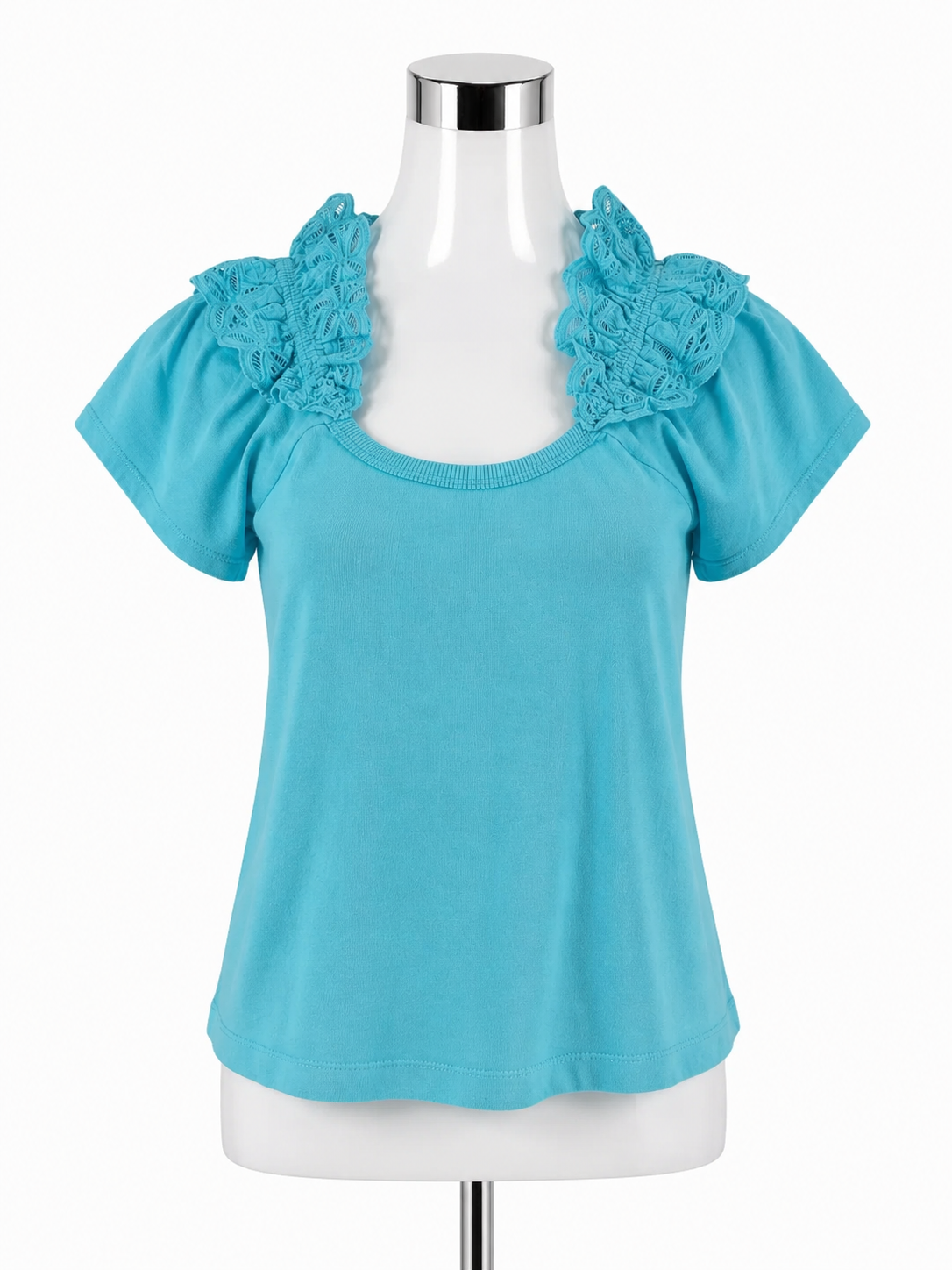 Pilcro - Turquoise Lace Pre-Owned Ladies Casual Top - Size XS - ONLINE ONLY