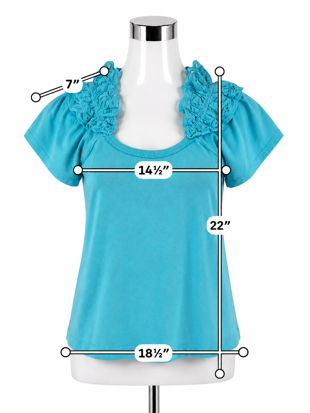 Pilcro - Turquoise Lace Pre-Owned Ladies Casual Top - Size XS - ONLINE ONLY