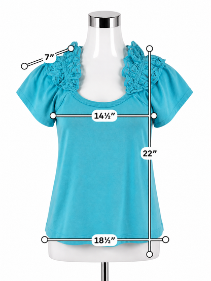 Pilcro - Turquoise Lace Pre-Owned Ladies Casual Top - Size XS - ONLINE ONLY