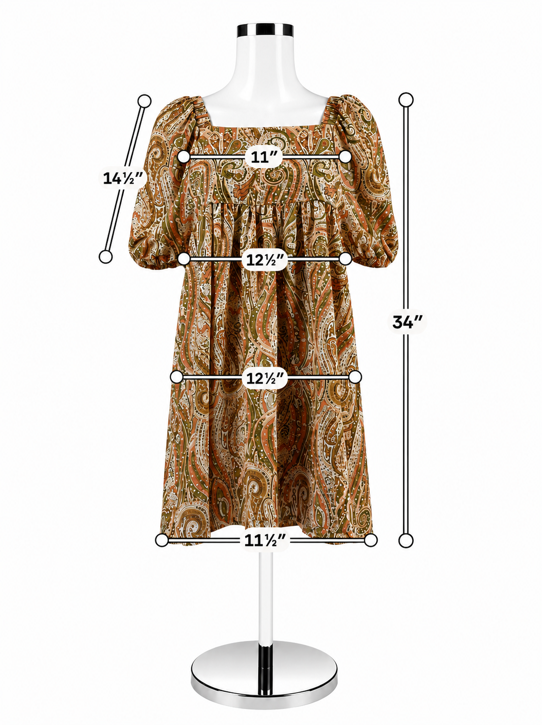 Hayden Tan/Peach Paisley Pre-Owned Ladies Dress - Size Small - ONLINE ONLY