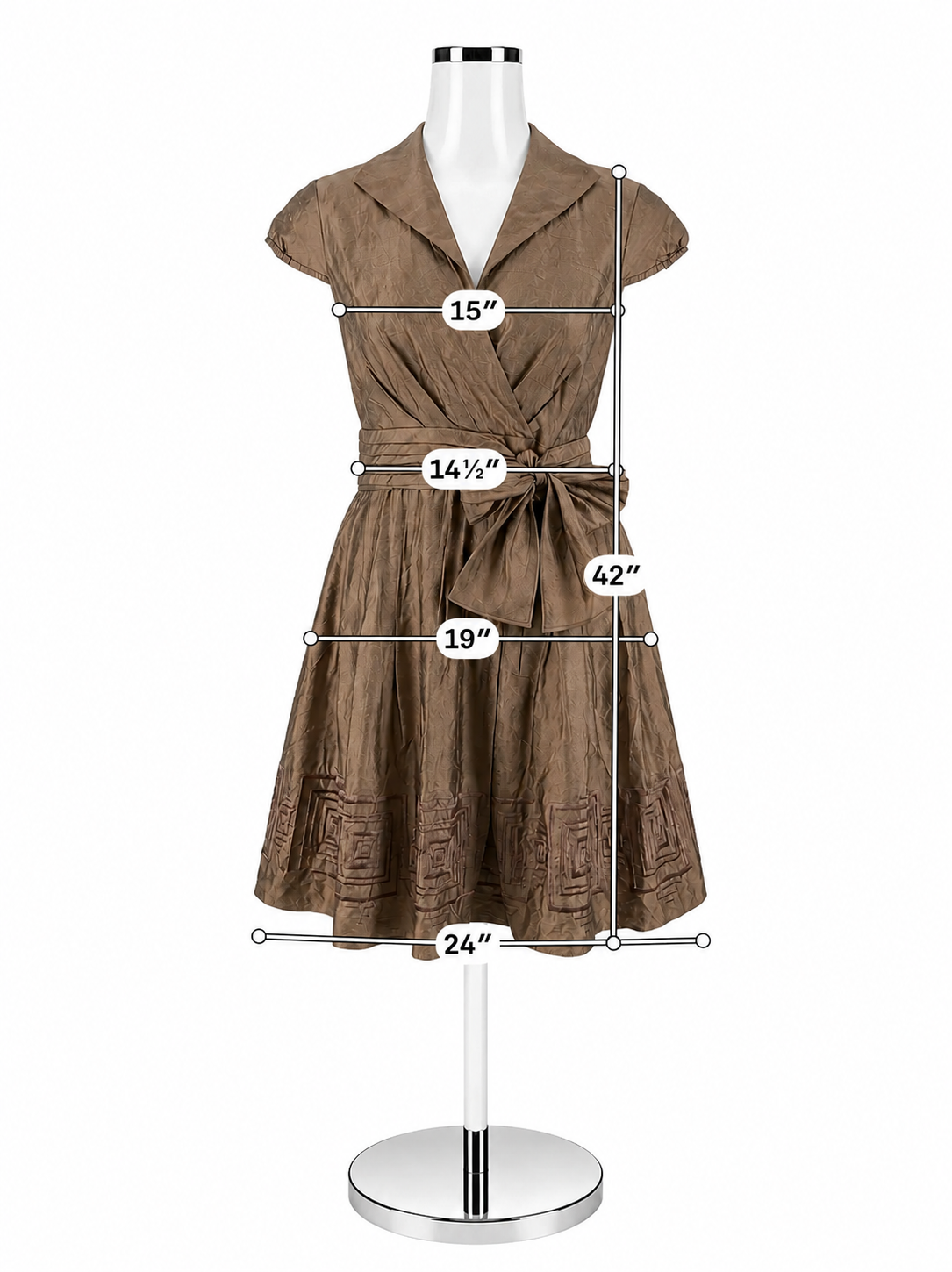 Adrianna Papell Size 8 Taupe Solid Pre-Owned Ladies Dress