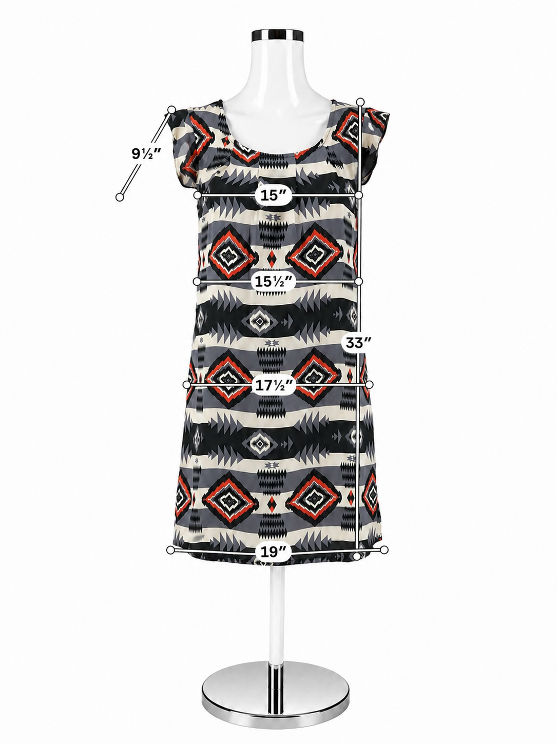Tulle Size Small Cream/Gray/Black Print Pre-Owned Ladies Dress