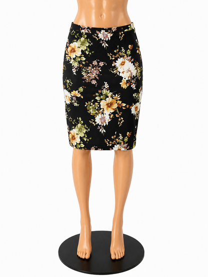 Acting Pro Size Large Black/Multi Floral Pre-Owned Ladies Skirt