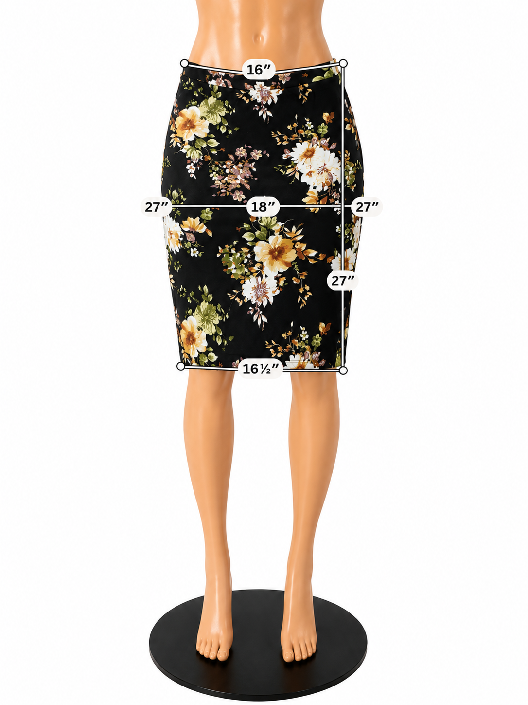 Acting Pro Size Large Black/Multi Floral Pre-Owned Ladies Skirt