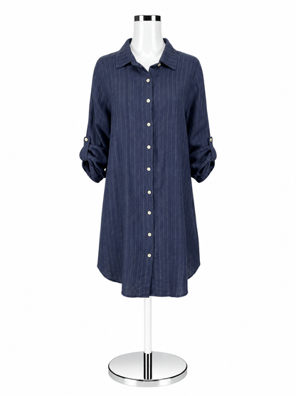 Milio Milano Size Small Navy Pinstripe Pre-Owned Ladies Dress