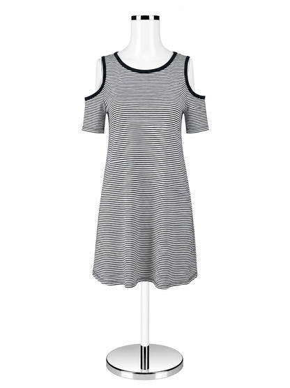 Cotton On Size Small White/Navy Stripe Pre-Owned Ladies Dress