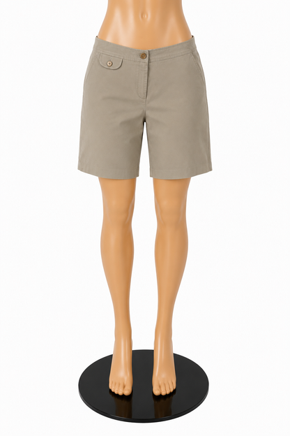 Talbots Stretch Bermuda Shorts Womens Size 12 Khaki Cotton Blend Classic