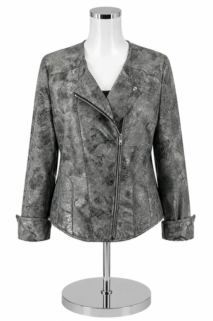 Kenneth Cole New York Snake Print Moto Jacket - Size Medium - ONLINE ONLY