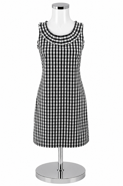 Talbots Petites Checkered Gingham Shift Dress | Size 4P Black &amp; White- ONLINE ONLY