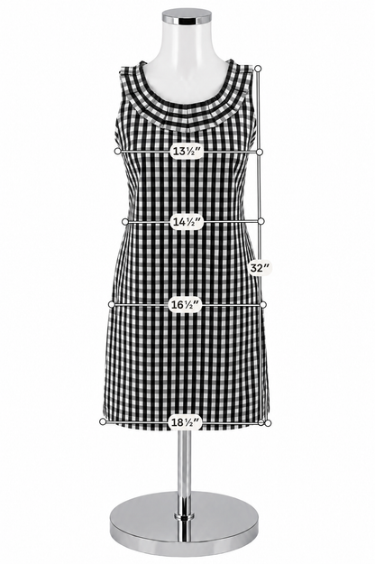 Talbots Petites Checkered Gingham Shift Dress | Size 4P Black &amp; White- ONLINE ONLY