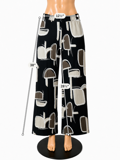 Zara Abstract Mushroom Print Wide Leg Palazzo Pants Size Large - ONLINE ONLY