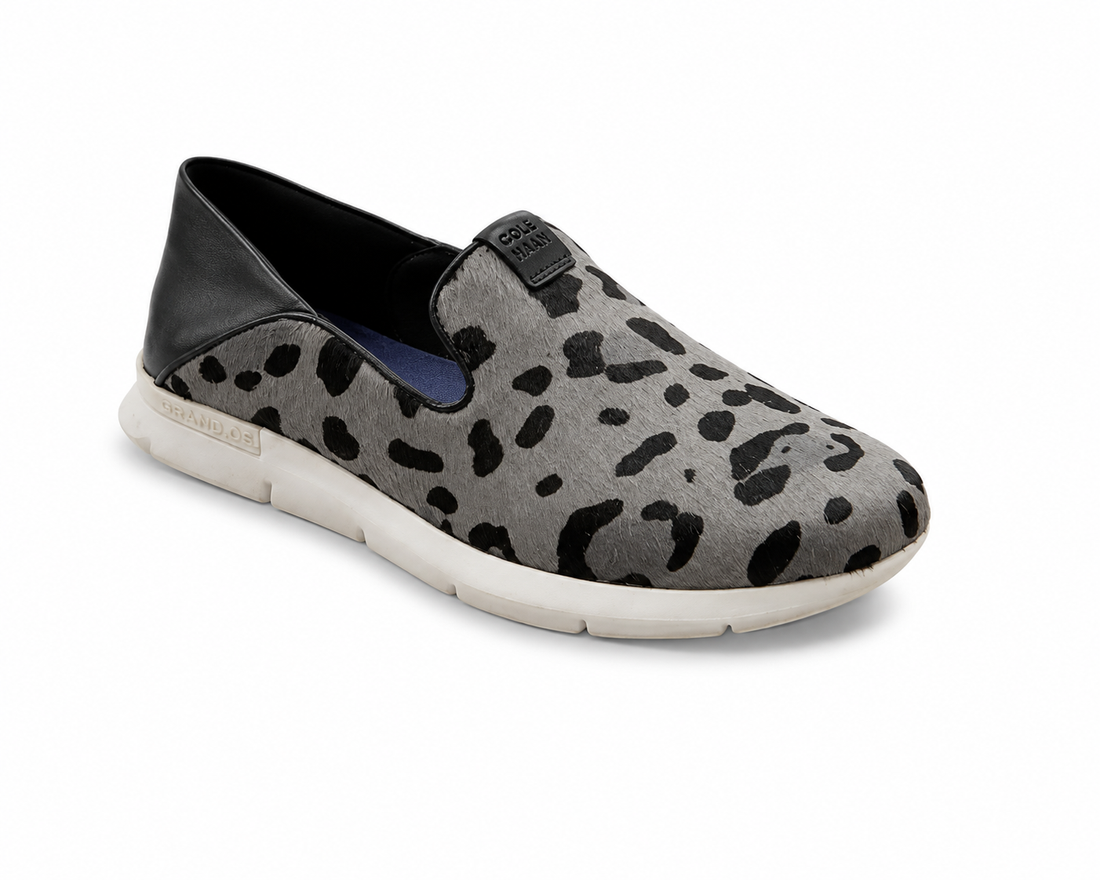 Cole Haan Grandpro Spectator Leopard Print Calf Hair Slip-On Sneaker Size 5