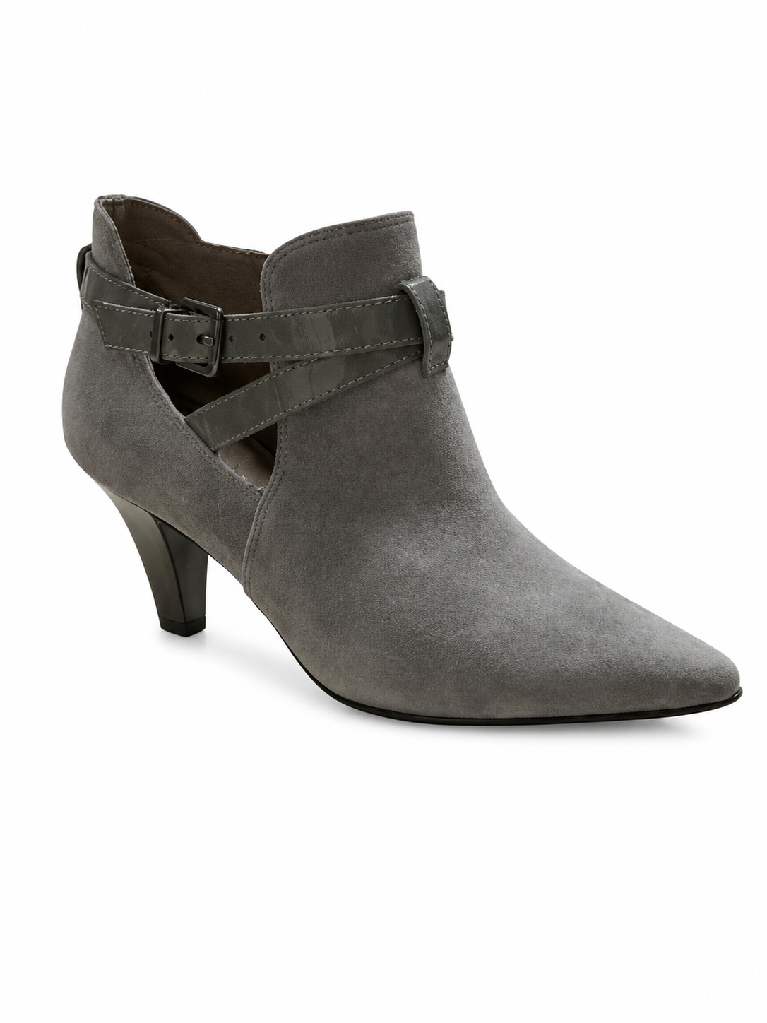 Donald Pliner Devi Gray Suede Cutout Buckle Ankle Booties Size 7