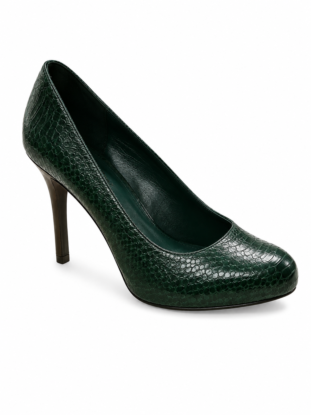 Tory Burch Sidney Green Crocodile Embossed Leather Pump | Size 6.5