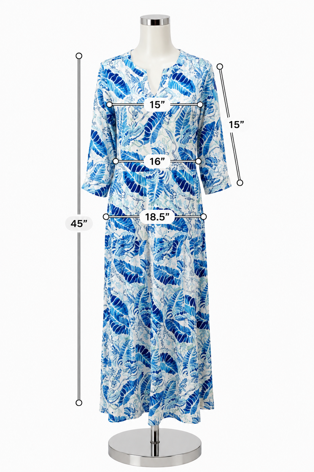 Tango Mango Blue Leaf Print Tiered Shirt Dress Petite Small - ONLY ONLINE
