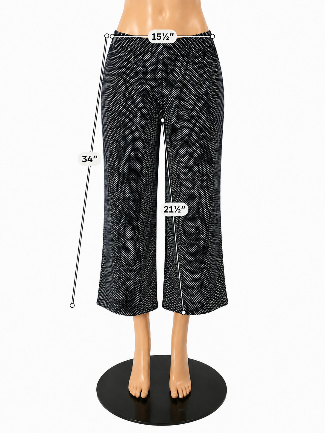 Adrianna Papell Black &amp; White Polka Dot Wide Leg Cropped Pants | Size Large - ONLINE ONLY