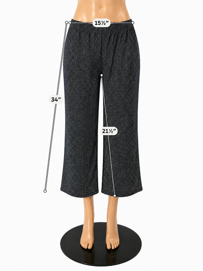 Adrianna Papell Black &amp; White Polka Dot Wide Leg Cropped Pants | Size Large - ONLINE ONLY