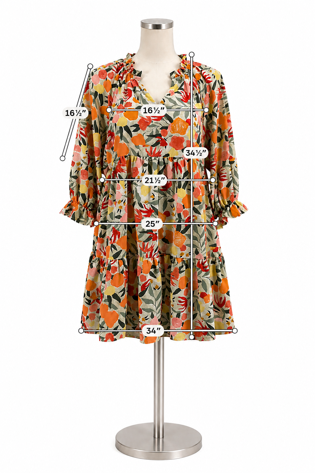 Entro Floral Ruffle V-Neck Tiered Babydoll Dress Size Small - ONLINE ONLY