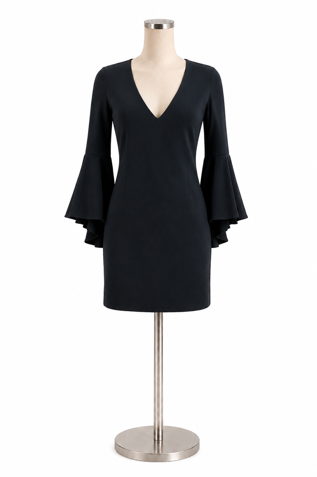 Milly Italian Cady Bell Sleeve Sheath Dress Black Size 2- ONLINE ONLY