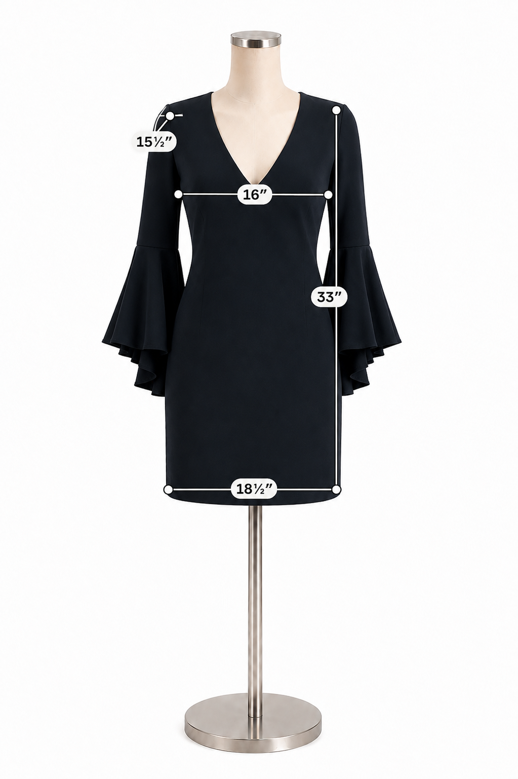 Milly Italian Cady Bell Sleeve Sheath Dress Black Size 2- ONLINE ONLY