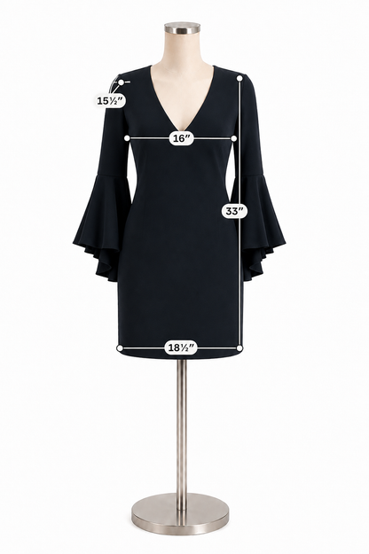 Milly Italian Cady Bell Sleeve Sheath Dress Black Size 2- ONLINE ONLY